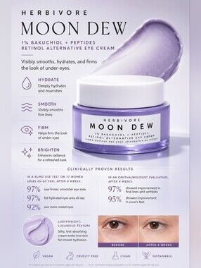 Herbivore Moon Dew Bakuchiol & Peptides Eye Cream 15ml